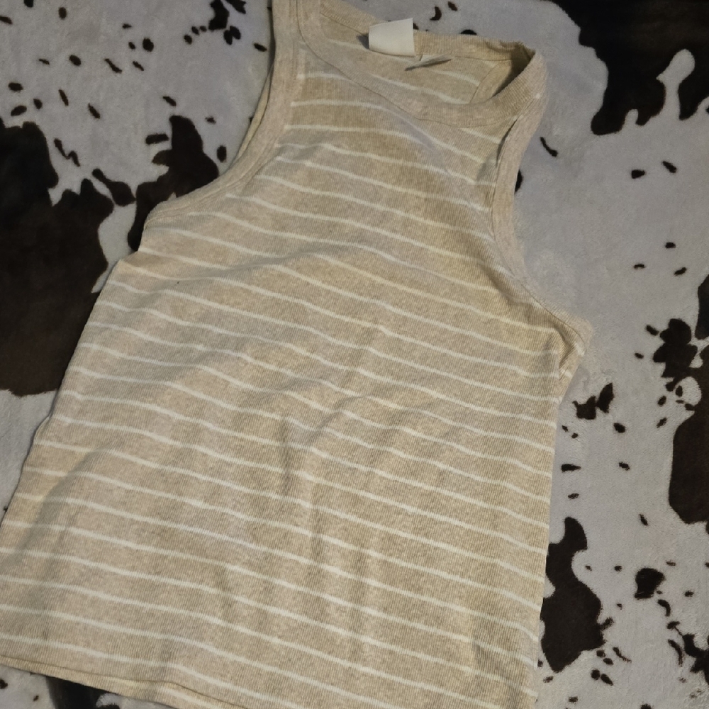 C&C California Beige Striped Tank Top